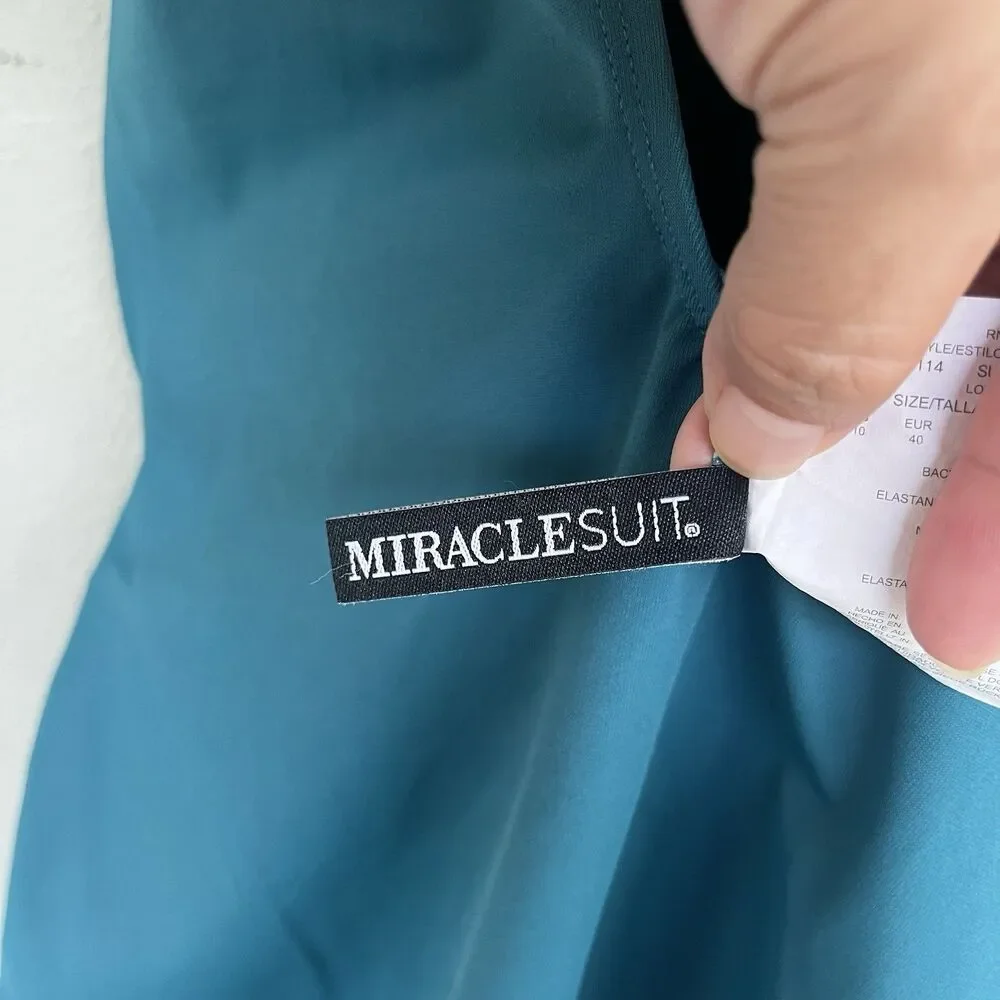 Miraclesuit One Piece Swimsuit 10 Teal Crossover Tummy Control Slimming Beach